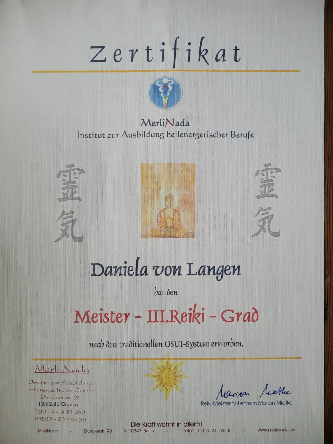 Zertifikat Pitanga Yoga